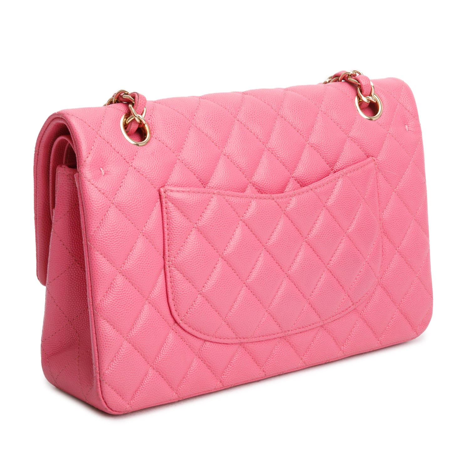 Chanel Pink Caviar Quilted Medium Double Flap Bag w/ Box