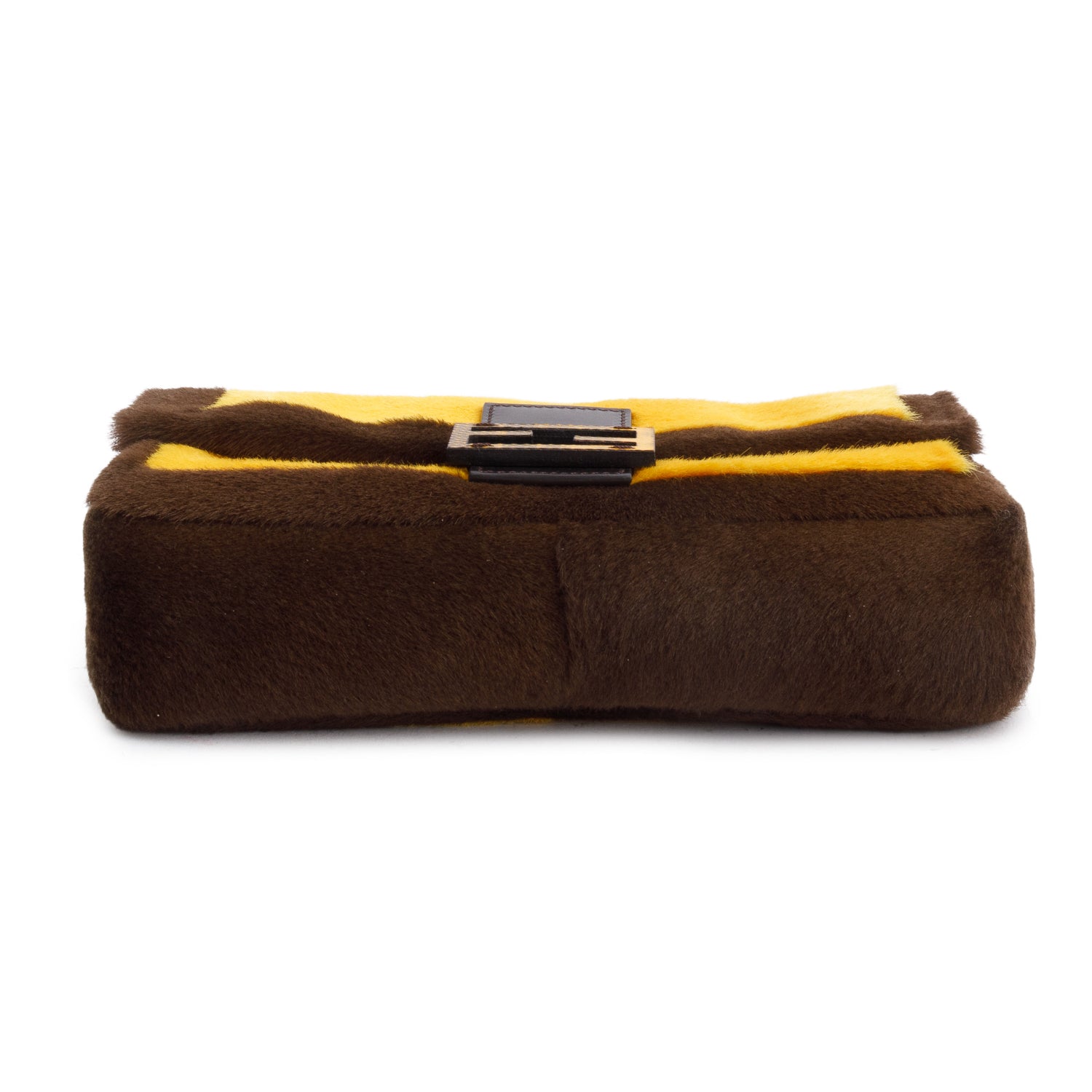 Fendi 2022 Yellow Brown Pony Hair Karung Baguette w/ Box & Straps