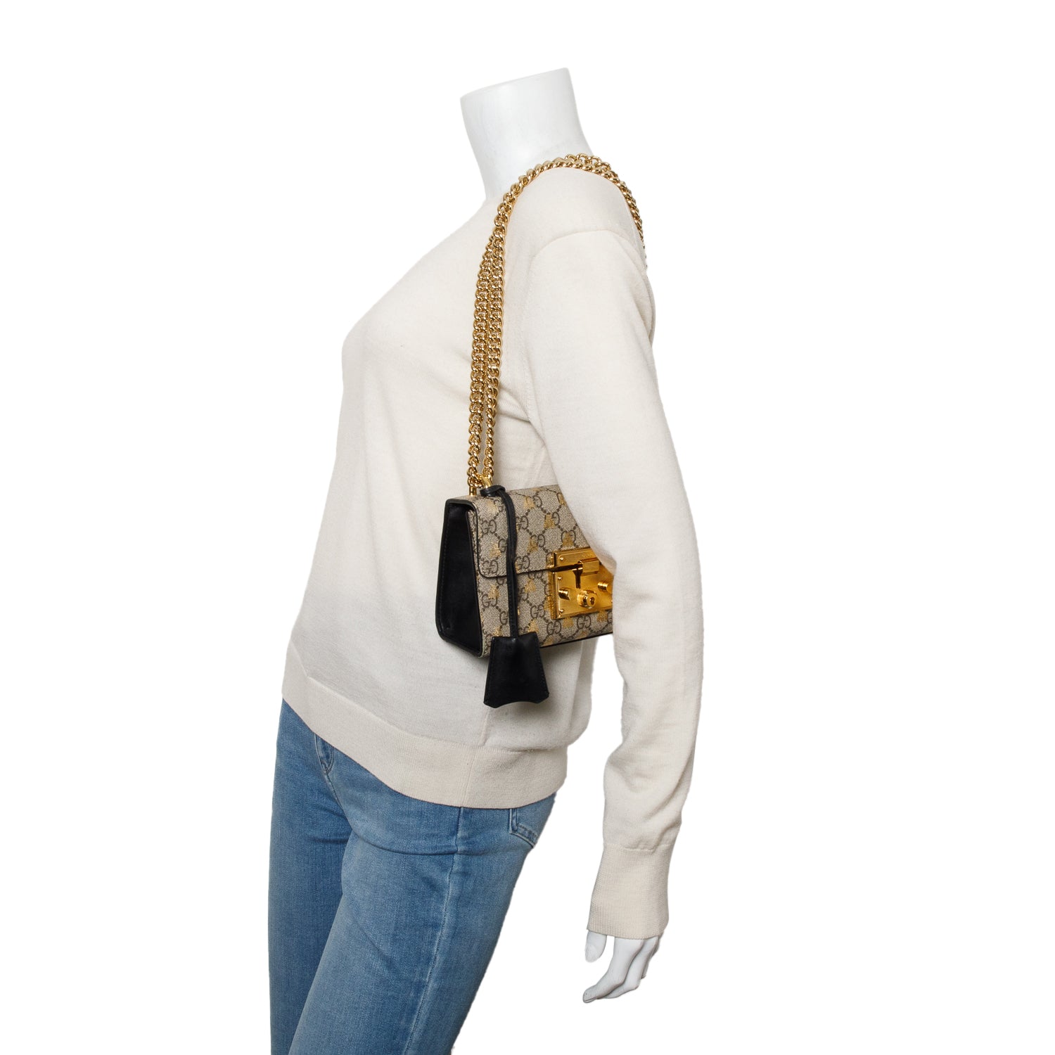 Gucci GG Supreme Monogram Bees Small Padlock Bag w/ Box