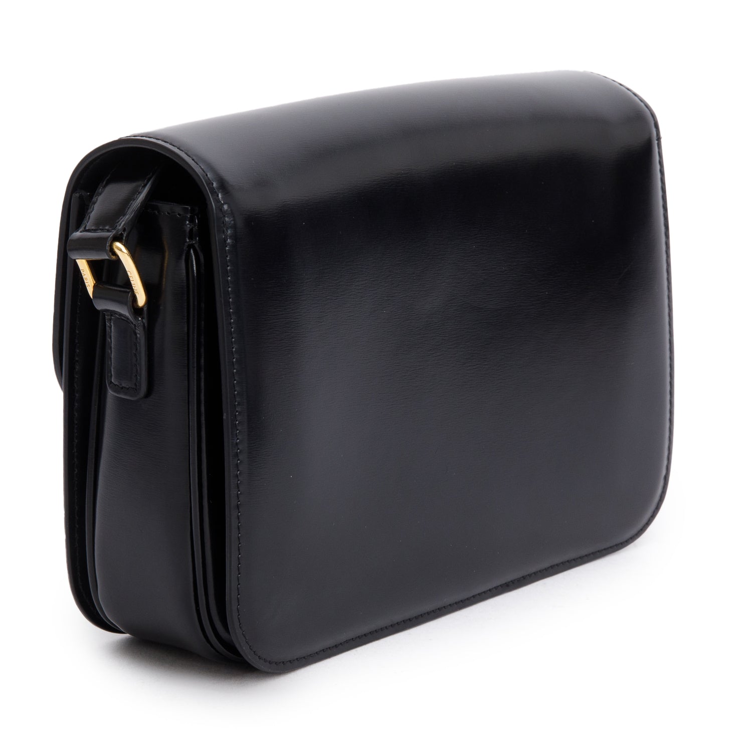 Celine 2022 Black Shiny Calfskin Medium Triomphe