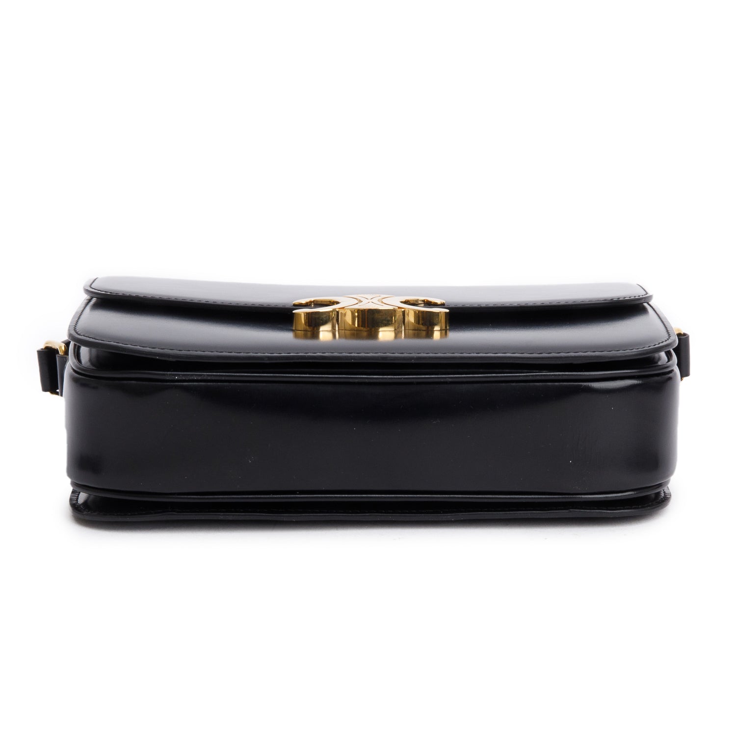 Celine 2022 Black Shiny Calfskin Medium Triomphe