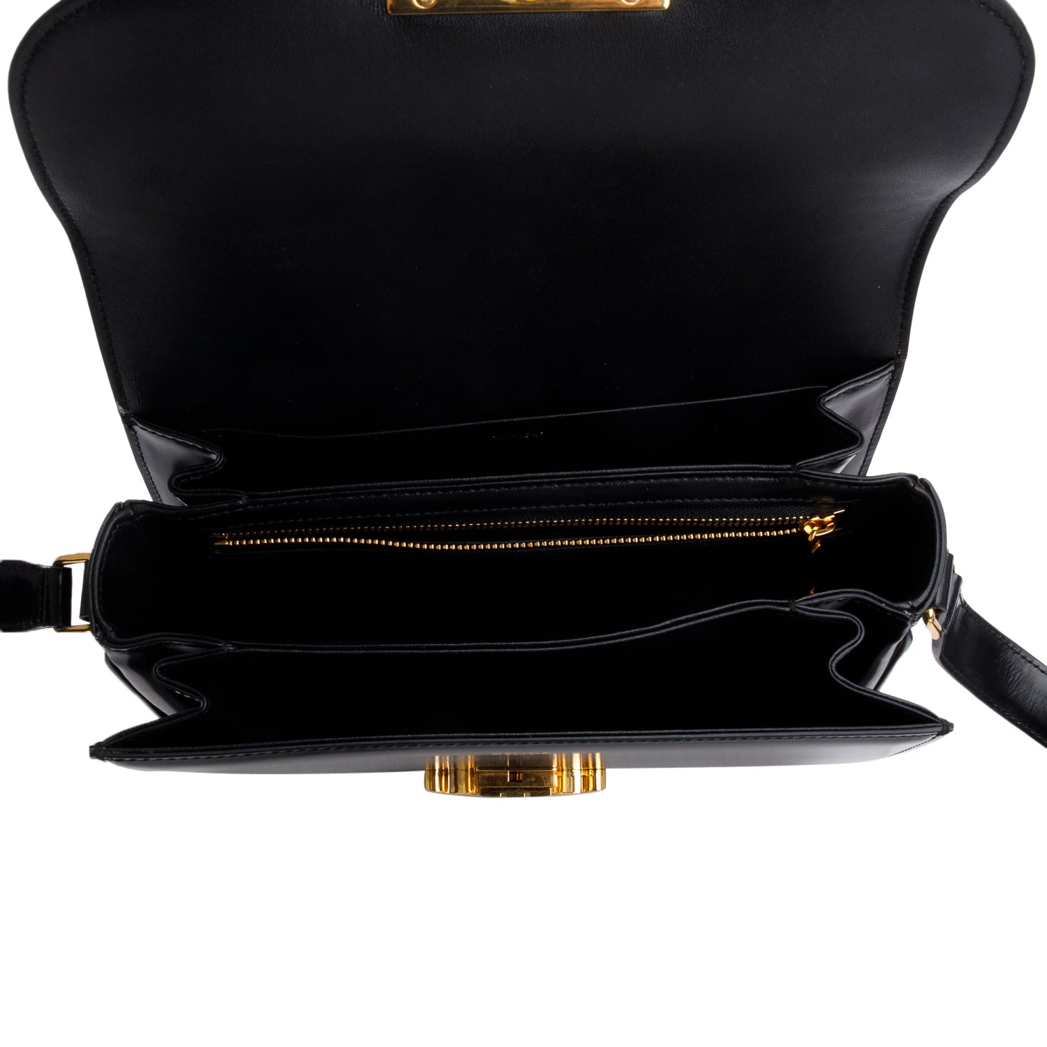 Celine 2022 Black Shiny Calfskin Medium Triomphe