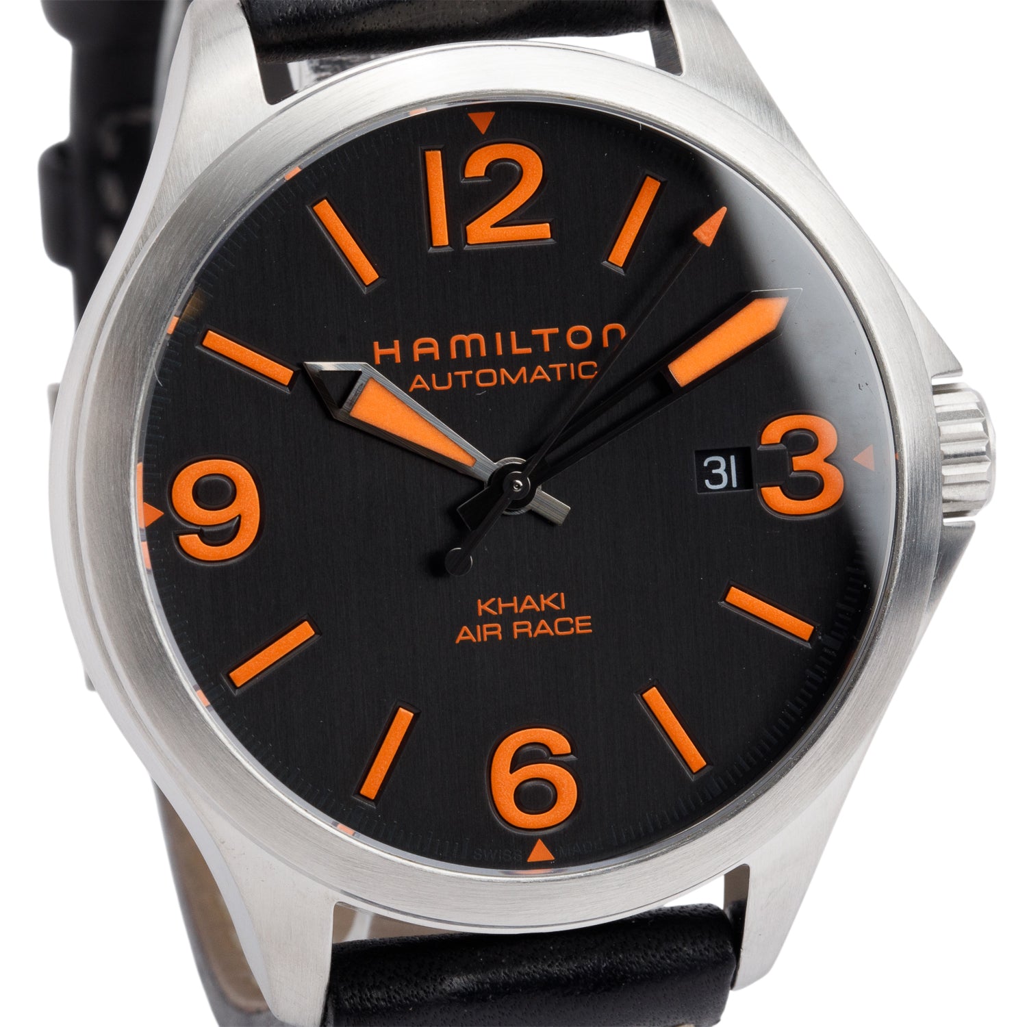 Hamilton Stainless Steel Khaki Aviation Air Race 42 MM Automatic Watch Black Dial H765350