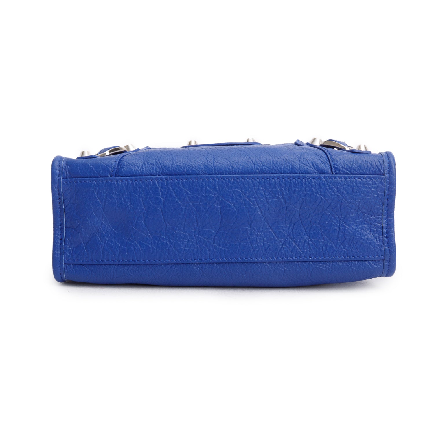 Balenciaga Blue Agneau Leather Classic Mini City Bag w/ Logo Strap