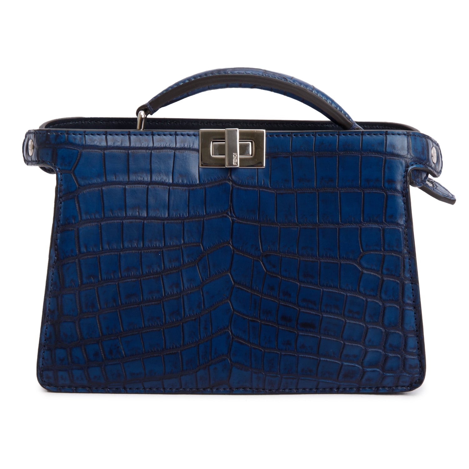 Fendi Navy Crocodile Peekaboo IseeU X-Cross Petit w/ Strap