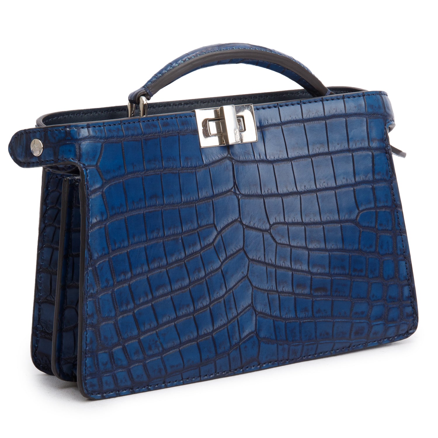 Fendi Navy Crocodile Peekaboo IseeU X-Cross Petit w/ Strap