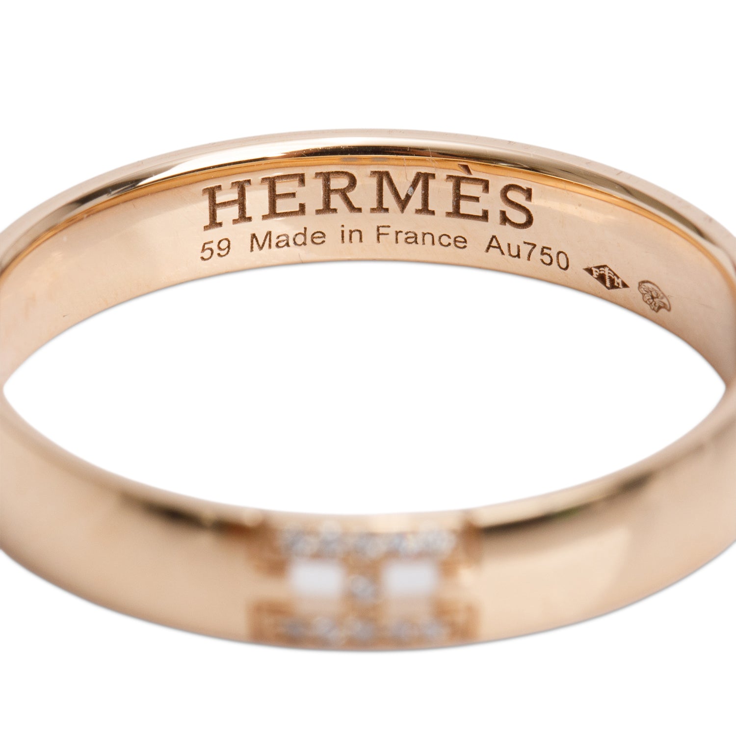Hermes 2025 18k Rose Gold Diamond Ever Herakles Wedding Band Ring, Size 59 8.75 w/ Box & Certificate