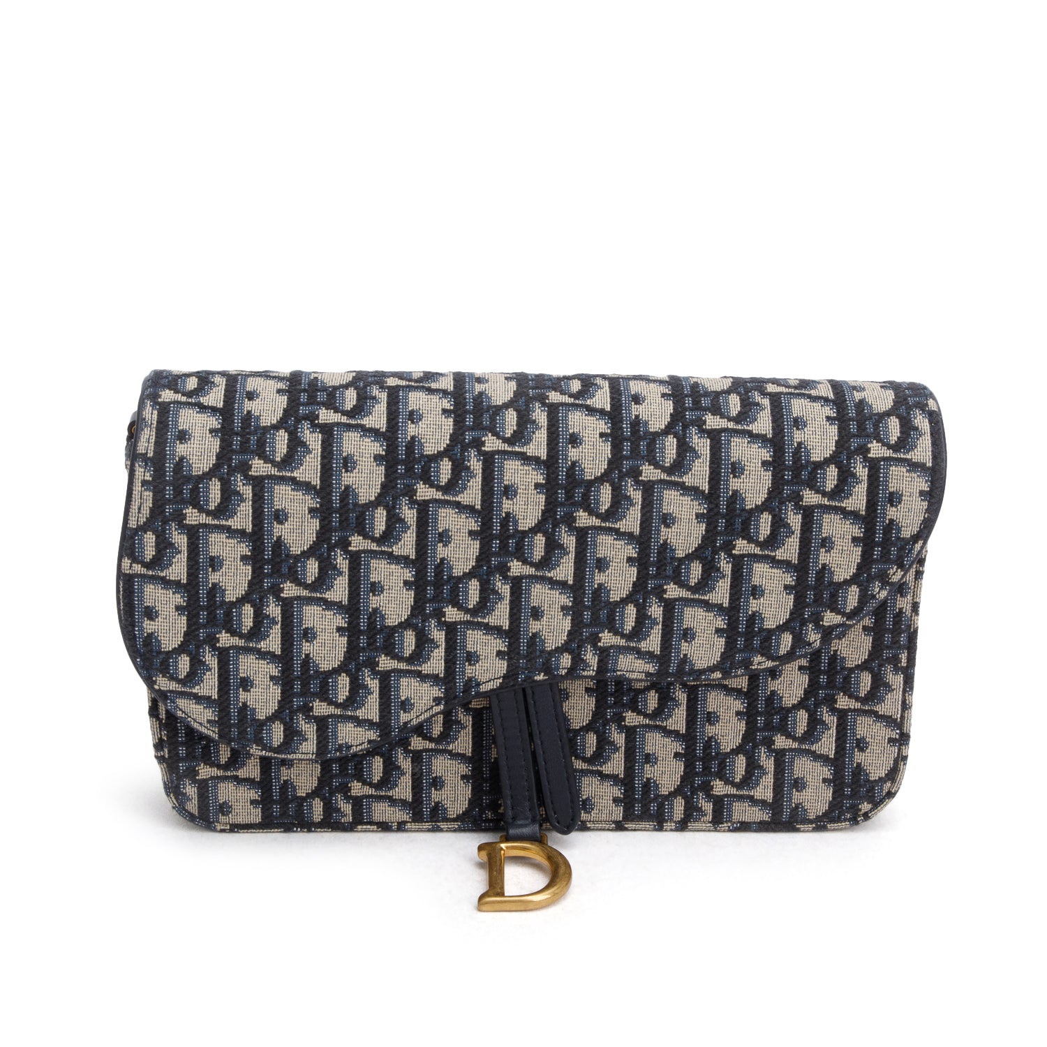 Christian Dior 2024 Oblique Jacquard Saddle Pouch with Chain w/ Receipt