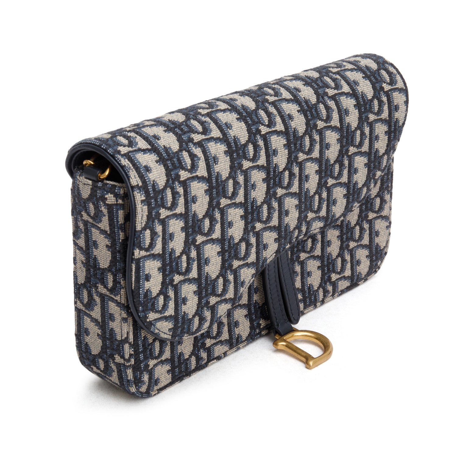 Christian Dior 2024 Oblique Jacquard Saddle Pouch with Chain w/ Receipt