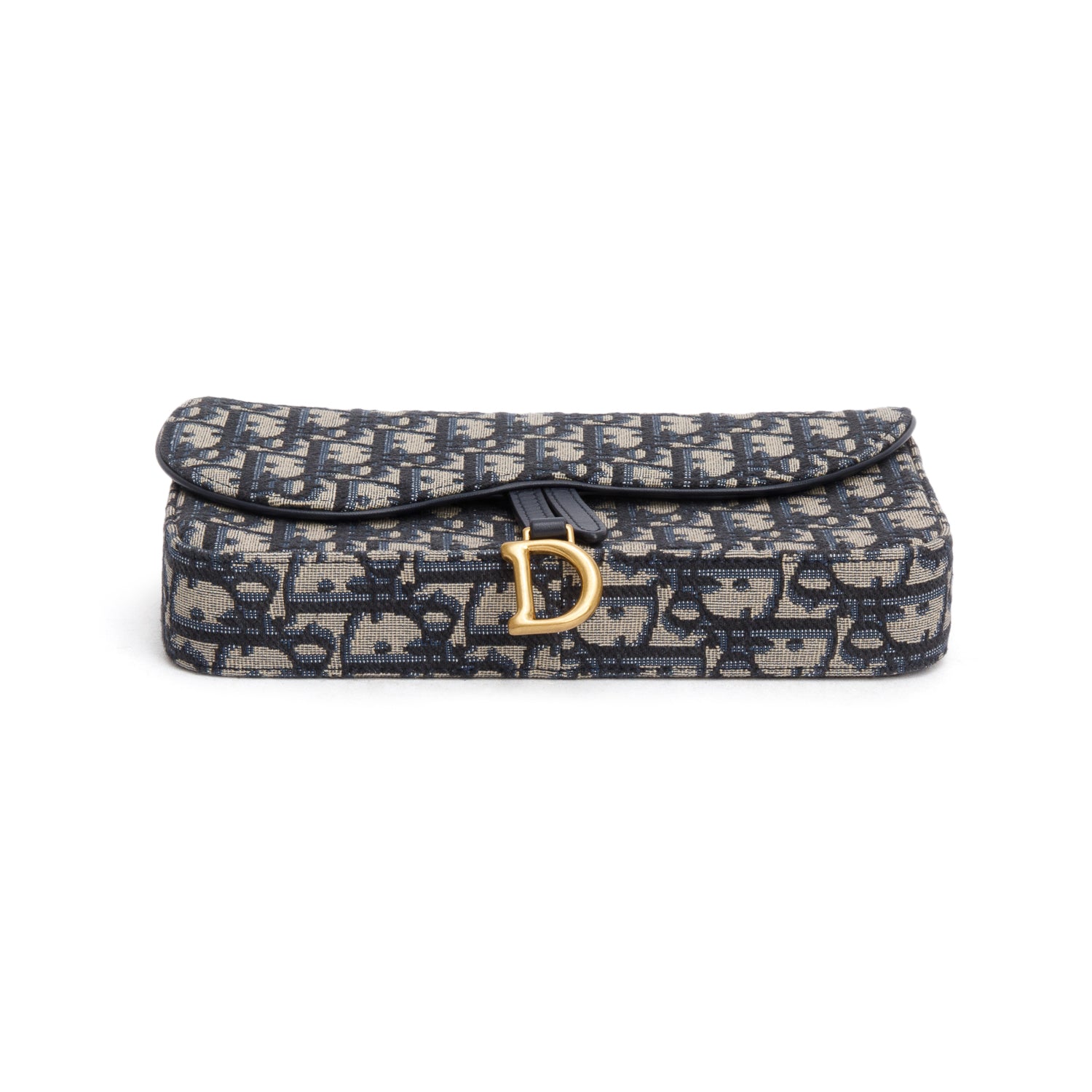 Christian Dior 2024 Oblique Jacquard Saddle Pouch with Chain w/ Receipt