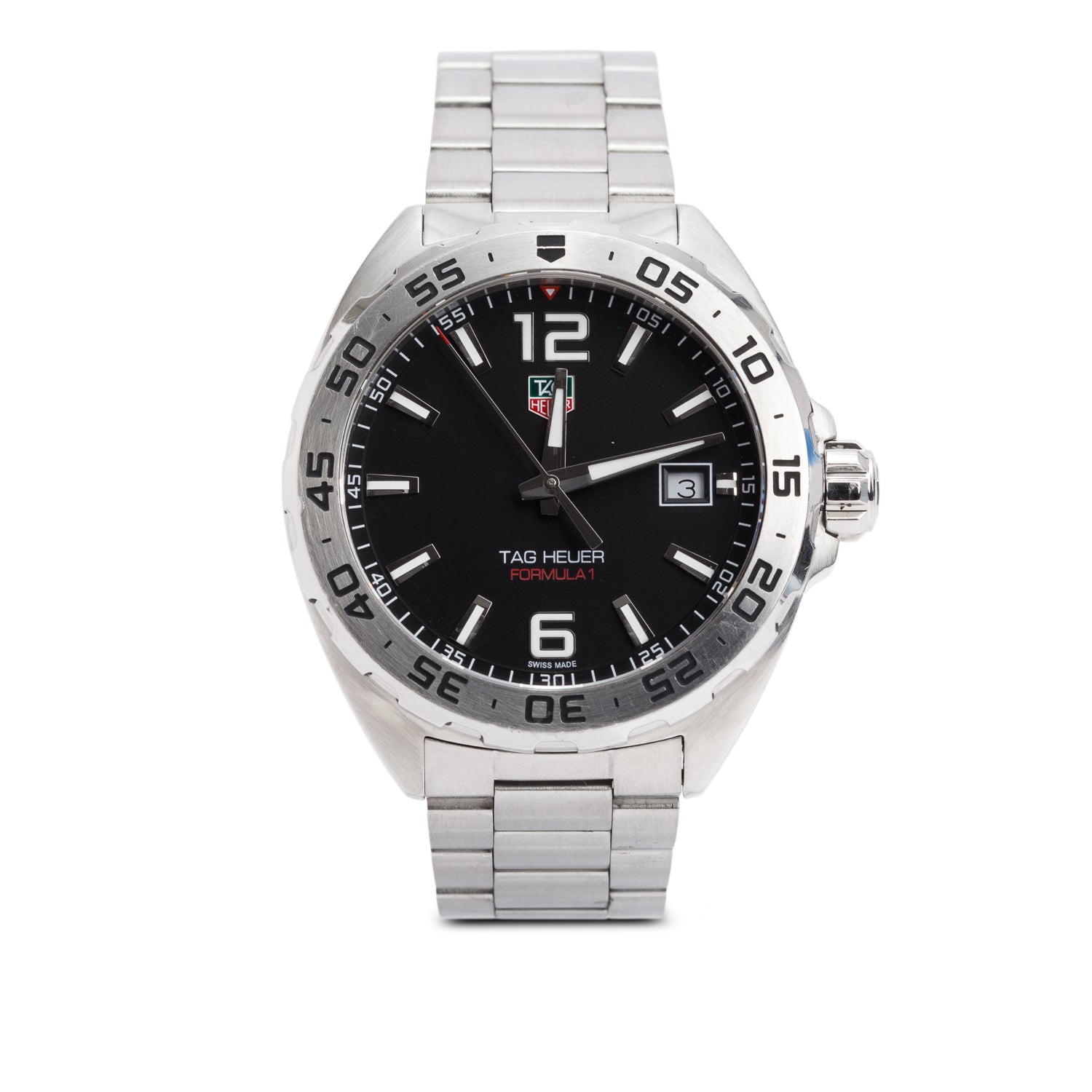 Tag Heuer Stainless Steel Formula 1 41 MM Quartz Watch Black Dial WAZ1112