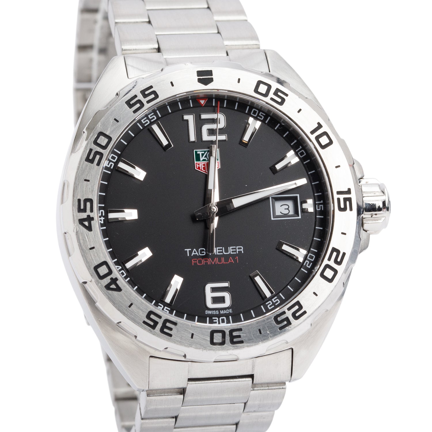 Tag Heuer Stainless Steel Formula 1 41 MM Quartz Watch Black Dial WAZ1112