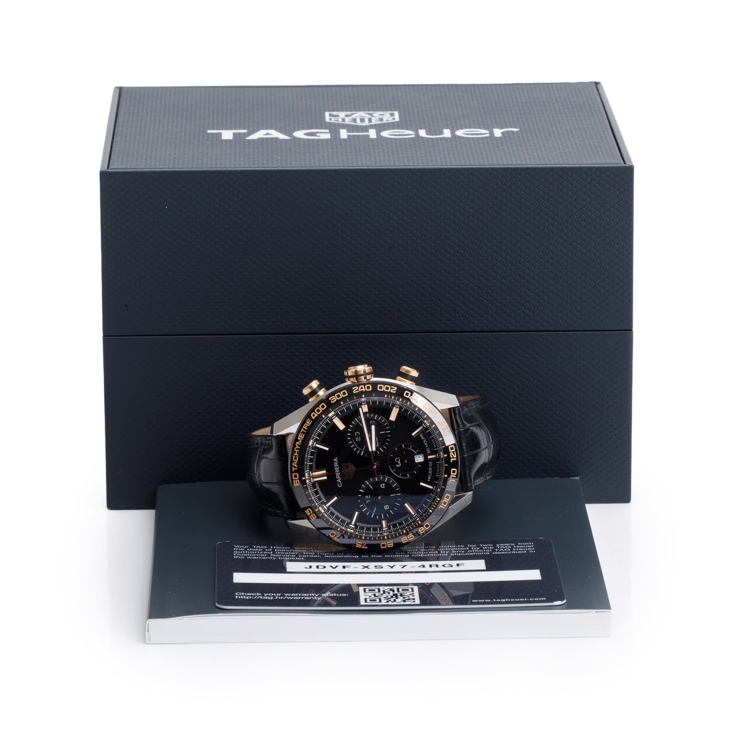 Tag Heuer Stainless Steel & 18k Rose Gold Carrera 44 MM Automatic Chronograph Watch Black Dial CBN2A5A w/ Box & Papers