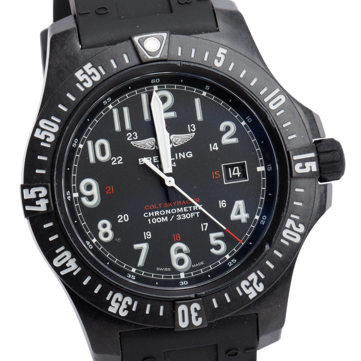 Breitling Black Polymer Colt SkyRacer 45 MM Quartz Watch Black Dial X74320