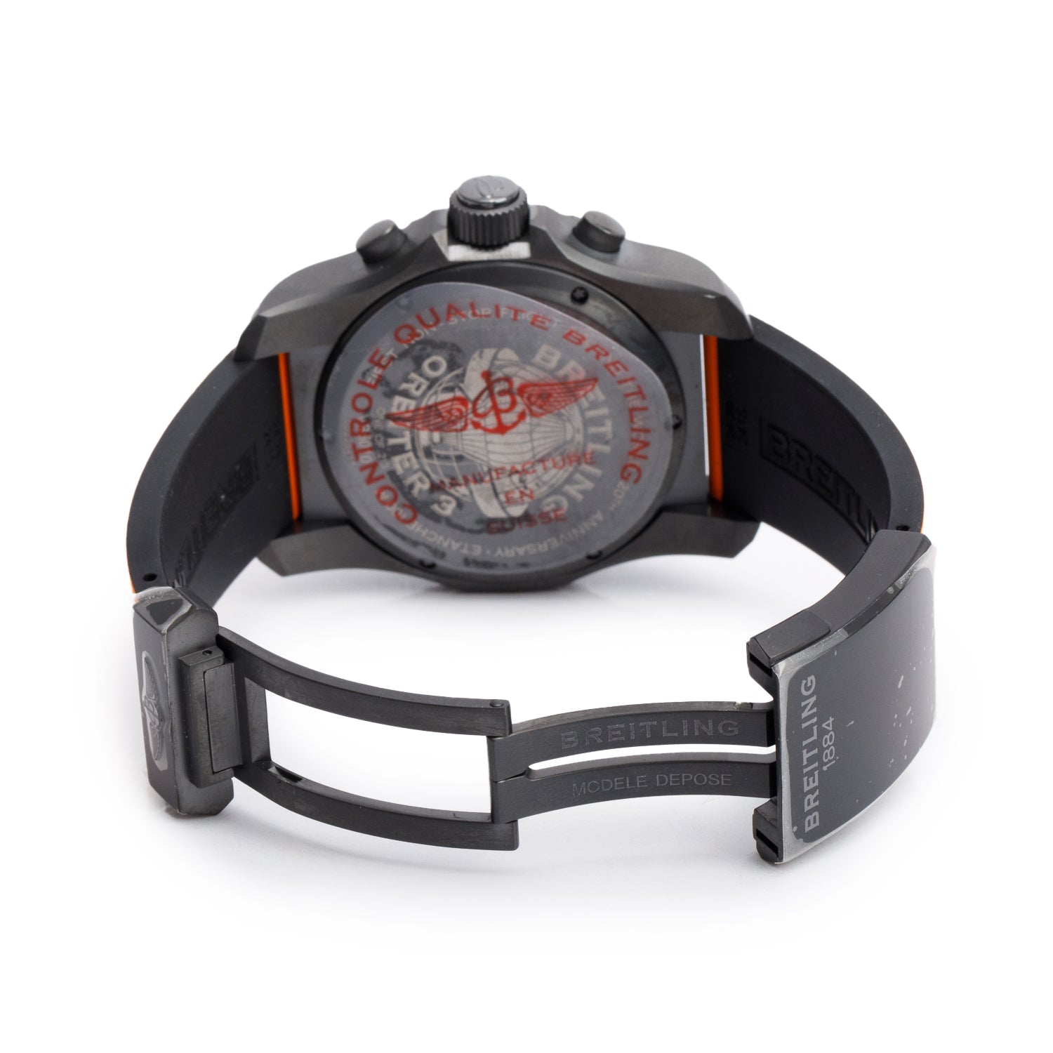 Breitling Limited Edition Black Titanium Cockpit B50 46 MM Chronograph Quartz Watch Orange Dial VB5010 w/ Box, Papers & Charger