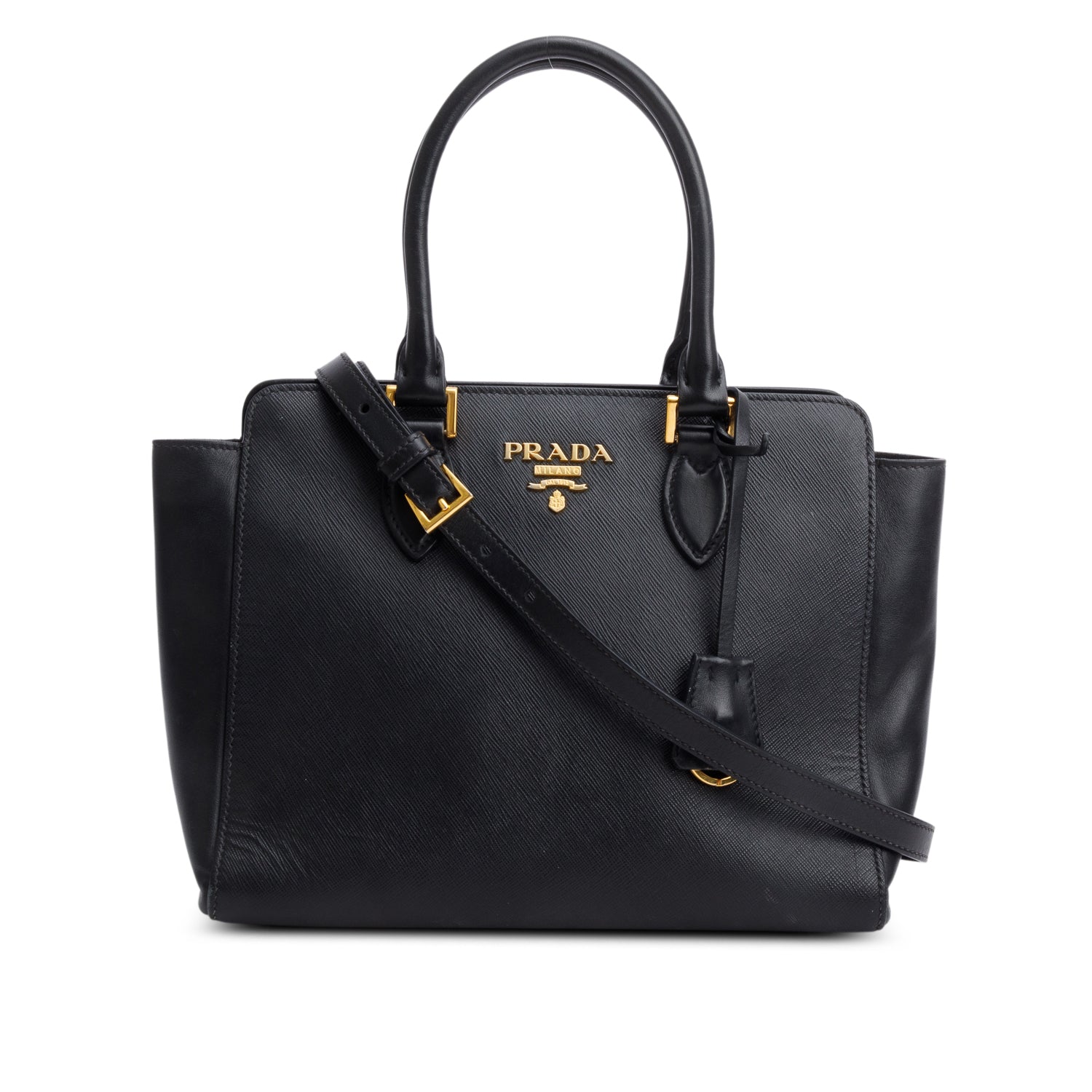 Prada Black Saffiano Soft Calf Leather Tote w/ Strap