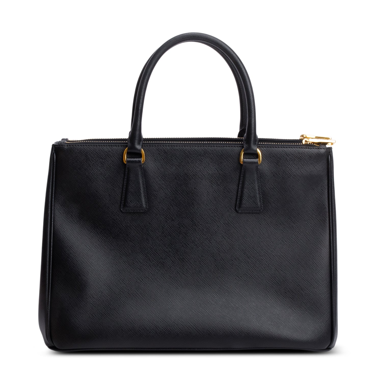 Prada Black Saffiano Lux Medium Double Zip Galleria Tote w/ Strap & Box