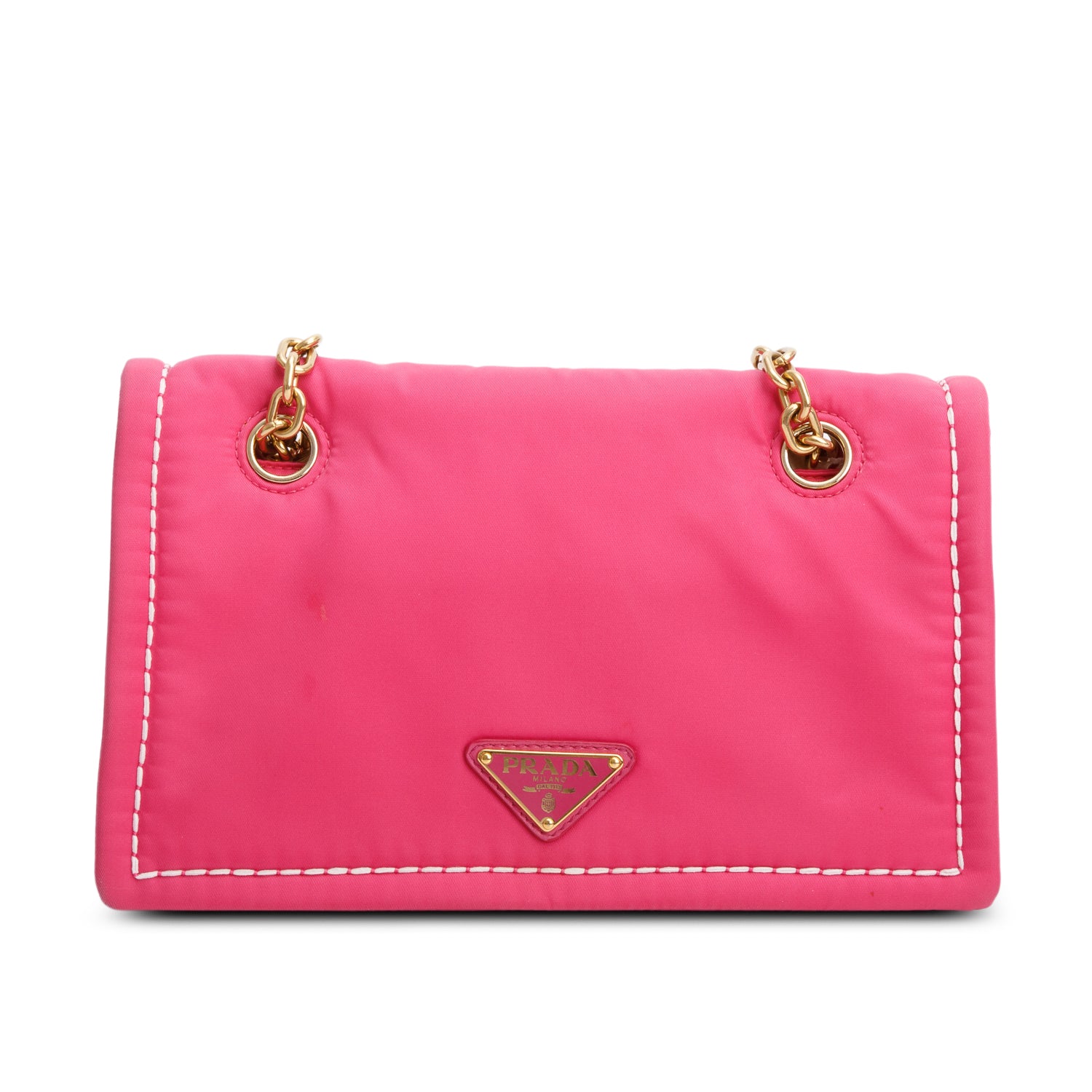 Prada Pink Tessuto Nylon Flap Chain Shoulder Bag