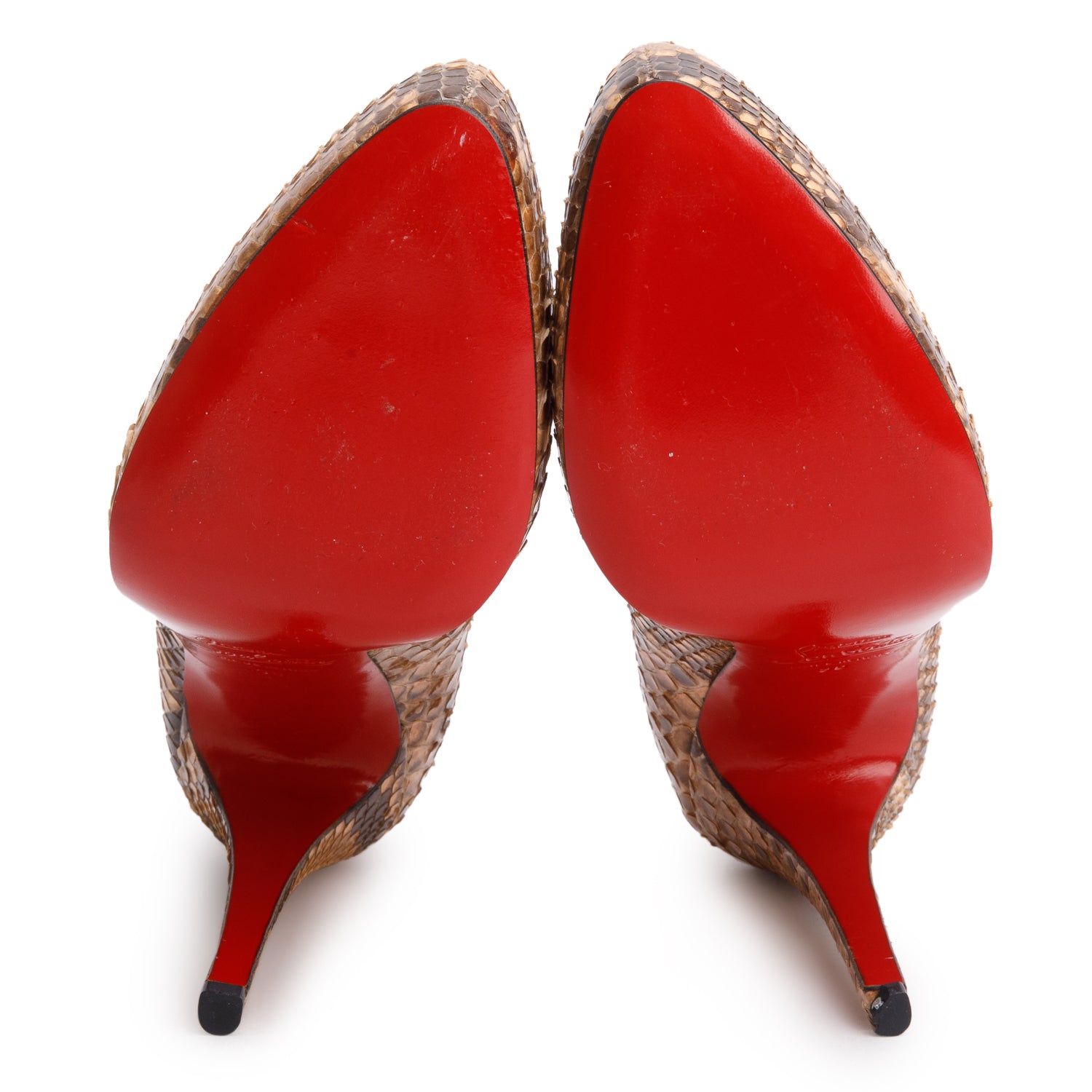 Christian Louboutin Brown Python Bianca Platform Pumps, Size 38