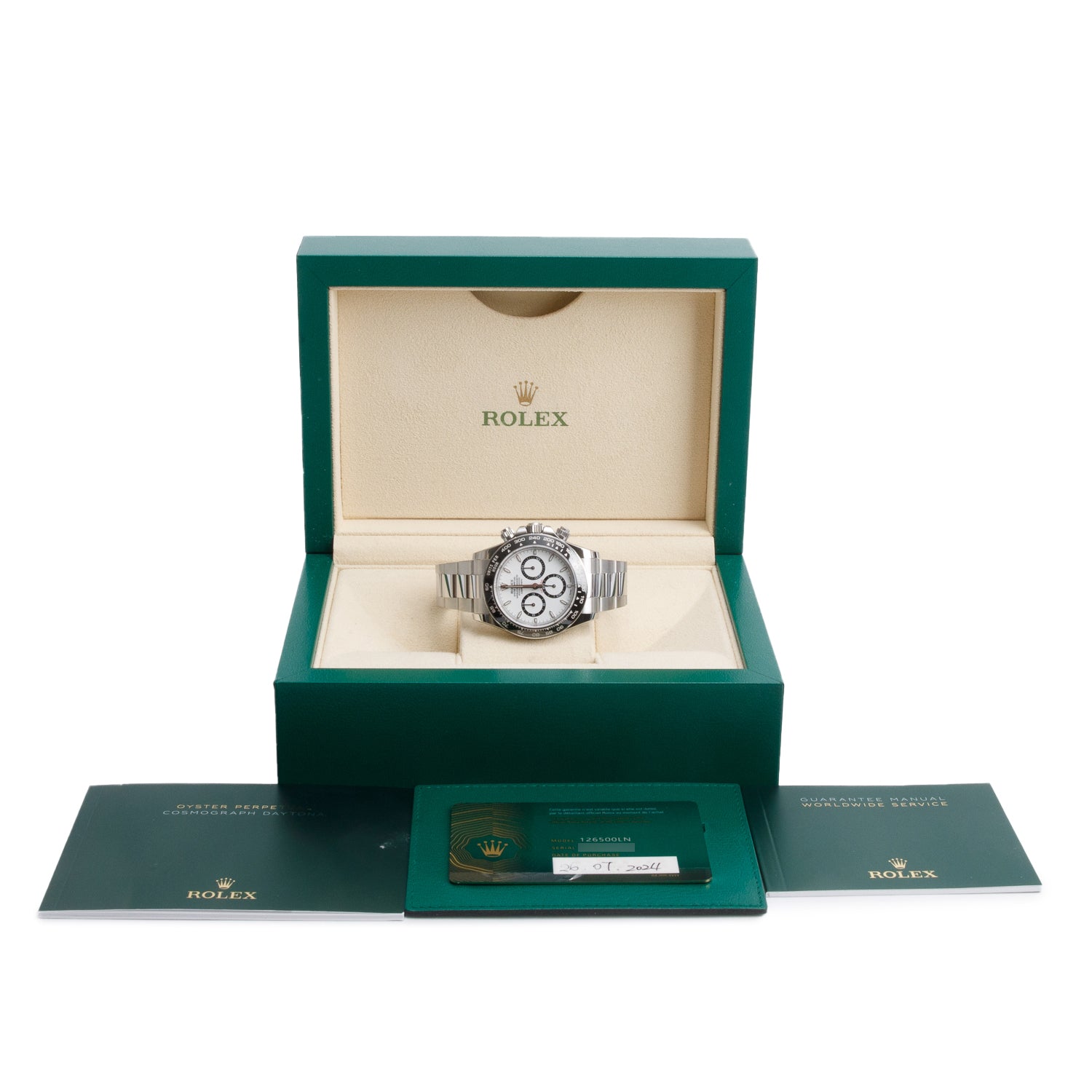 Rolex 2024 Stainless Steel Cosmograph 'Panda' Daytona 40 MM Automatic Chronograph Watch White Dial 126500LN w/ Box & Papers
