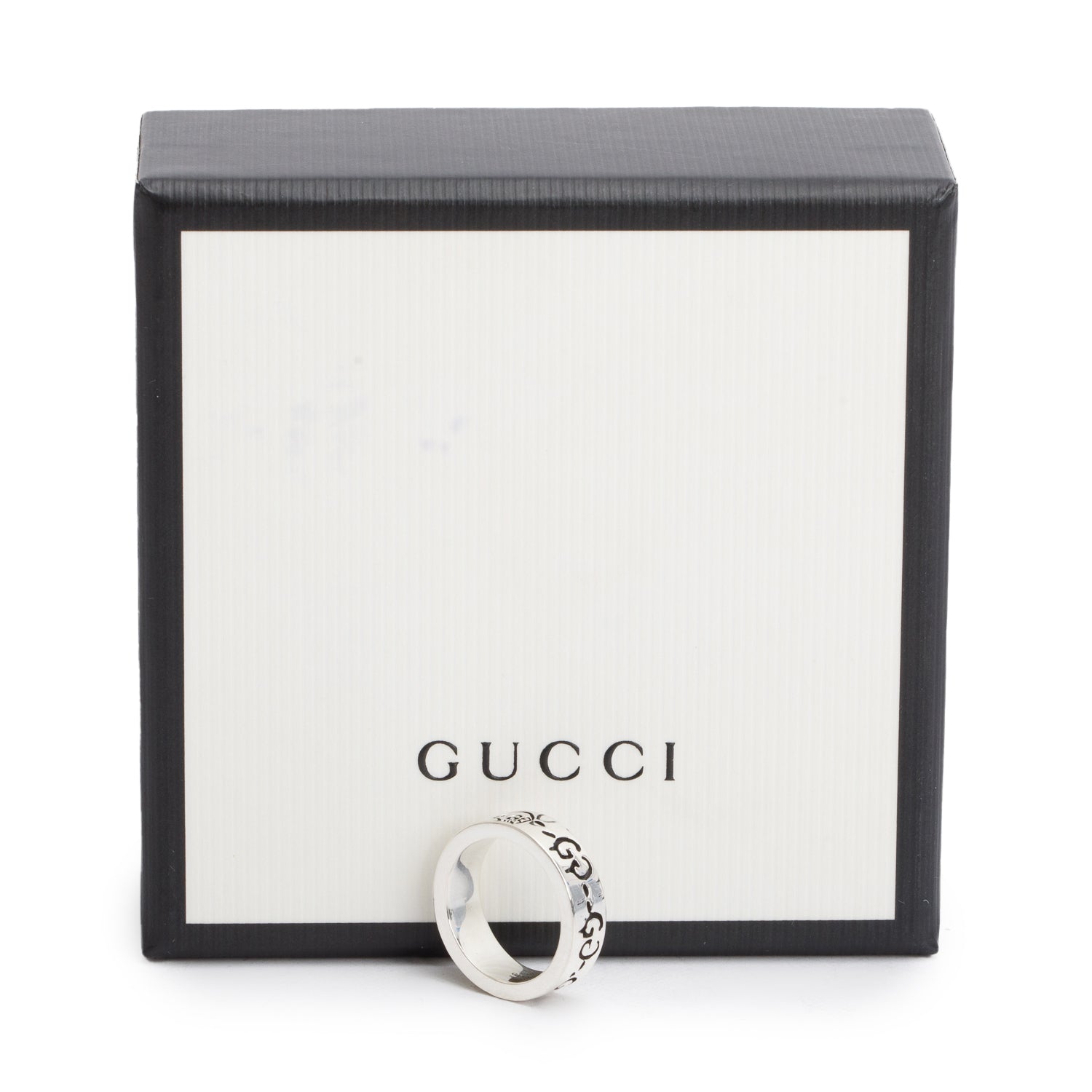 Gucci Sterling Silver Ghost Ring, Size 8 4.5 w/ Box
