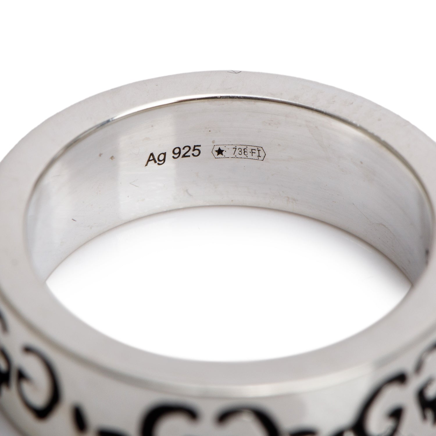 Gucci Sterling Silver Ghost Ring, Size 8 4.5 w/ Box