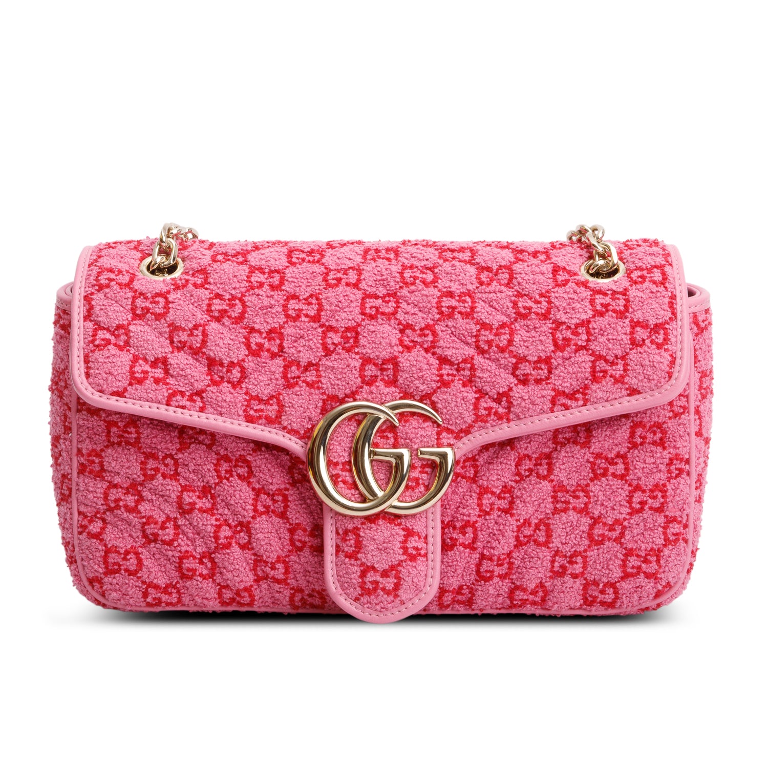 Gucci Pink Monogram Matelasse GG Marmont Boucle Medium Shoulder
