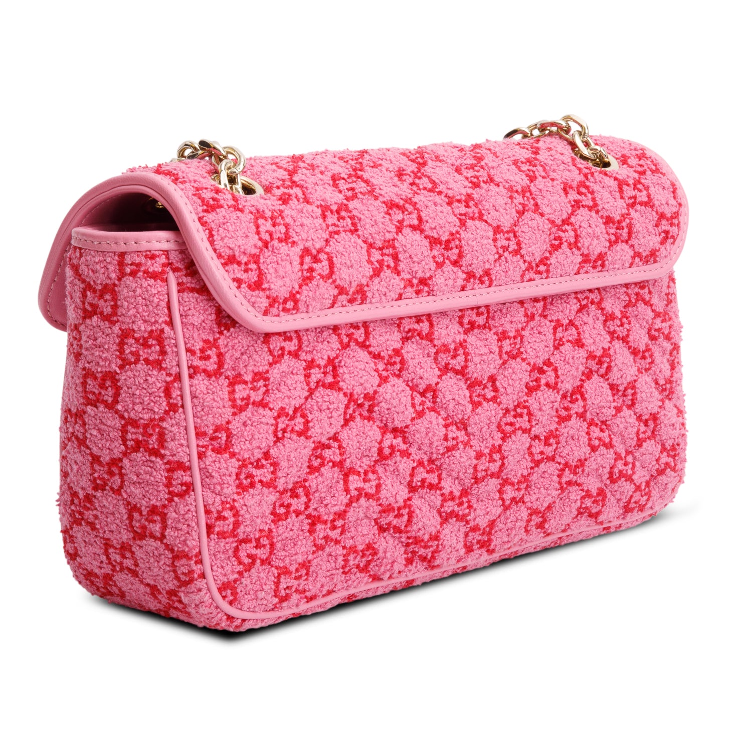 Gucci Pink Monogram Matelasse GG Marmont Boucle Medium Shoulder Bag w/ Box