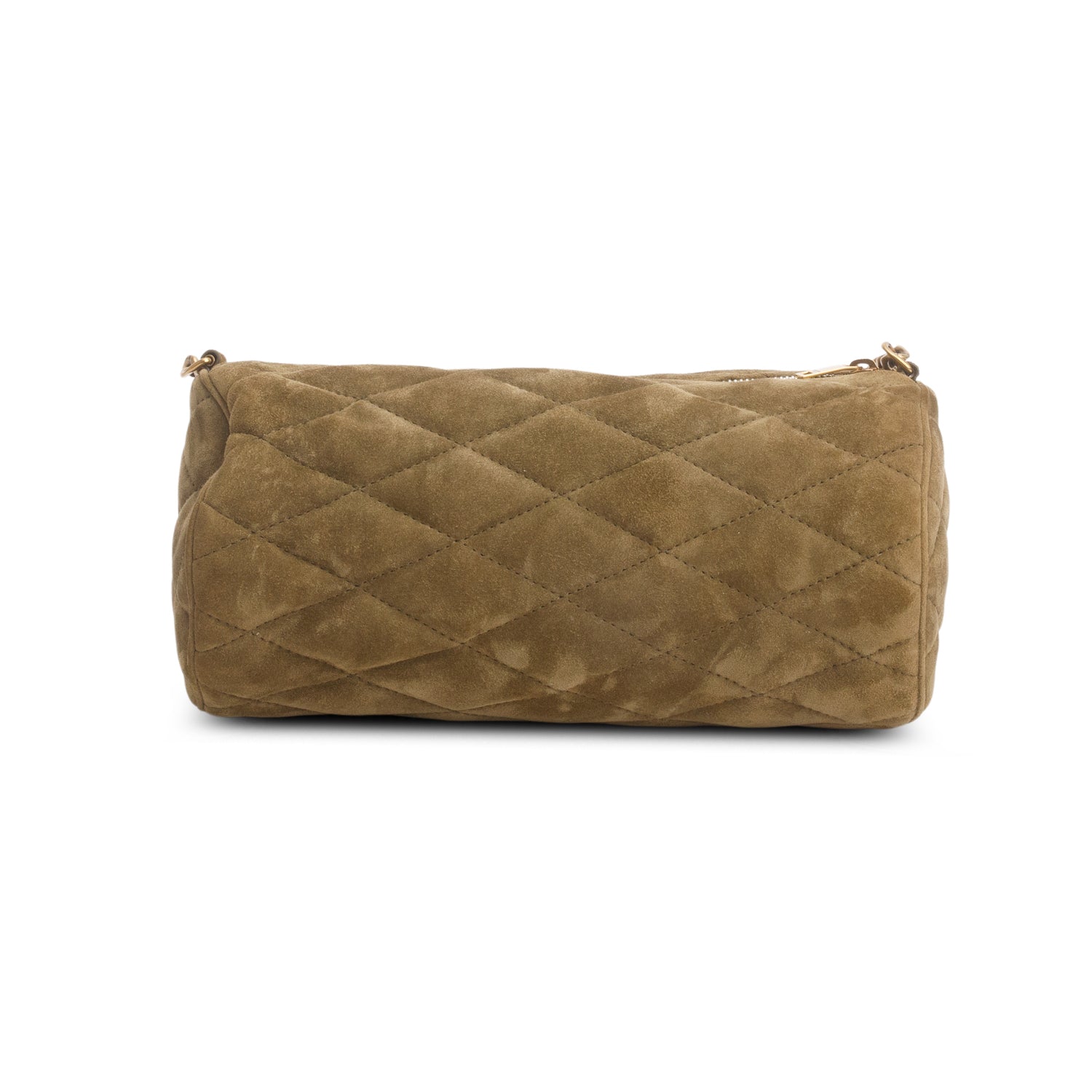 Saint Laurent 2023 Olive Quilted Suede Mini Sade Tube Bag