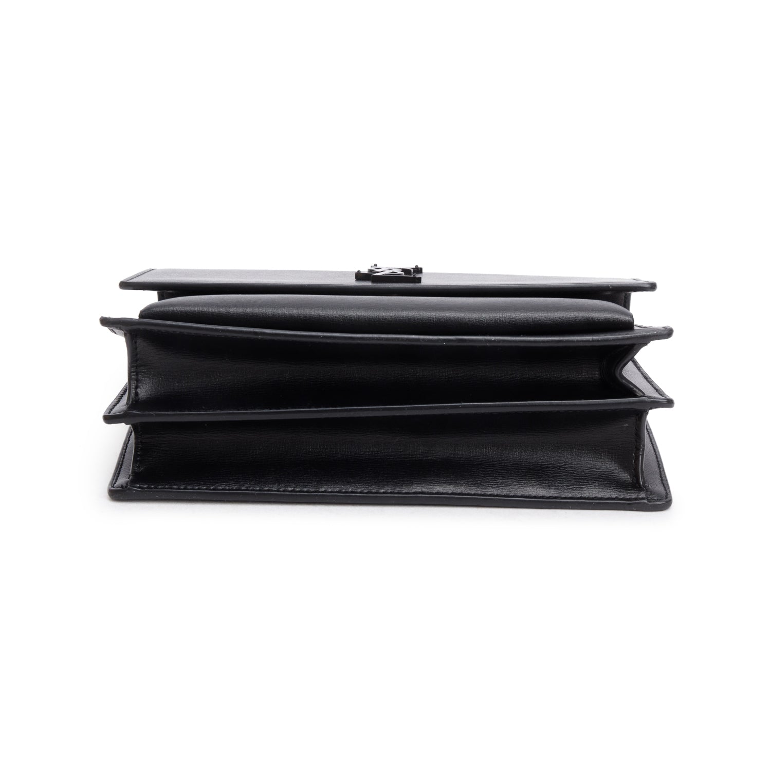 Saint Lauren Black Calfskin Monochrome Medium Sunset Shoulder Bag