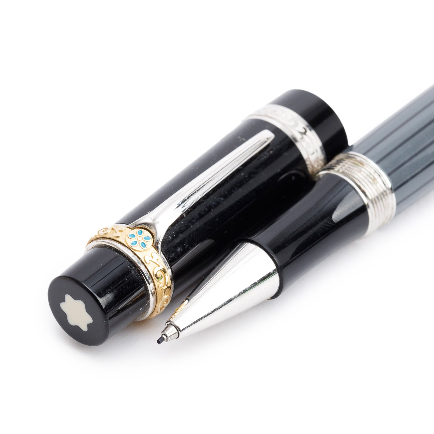 Montblanc Limited Edition Writer's Edition Honore de Balzac 3 Piece Set Fountain Pen, Ballpoint Pen, Mechanical Pencil w/ Box & Papers