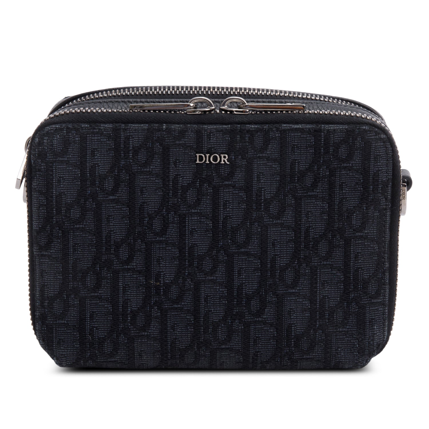 Christian Dior 2020 Black Oblique Jacquard Zipped Pouch w/ Strap