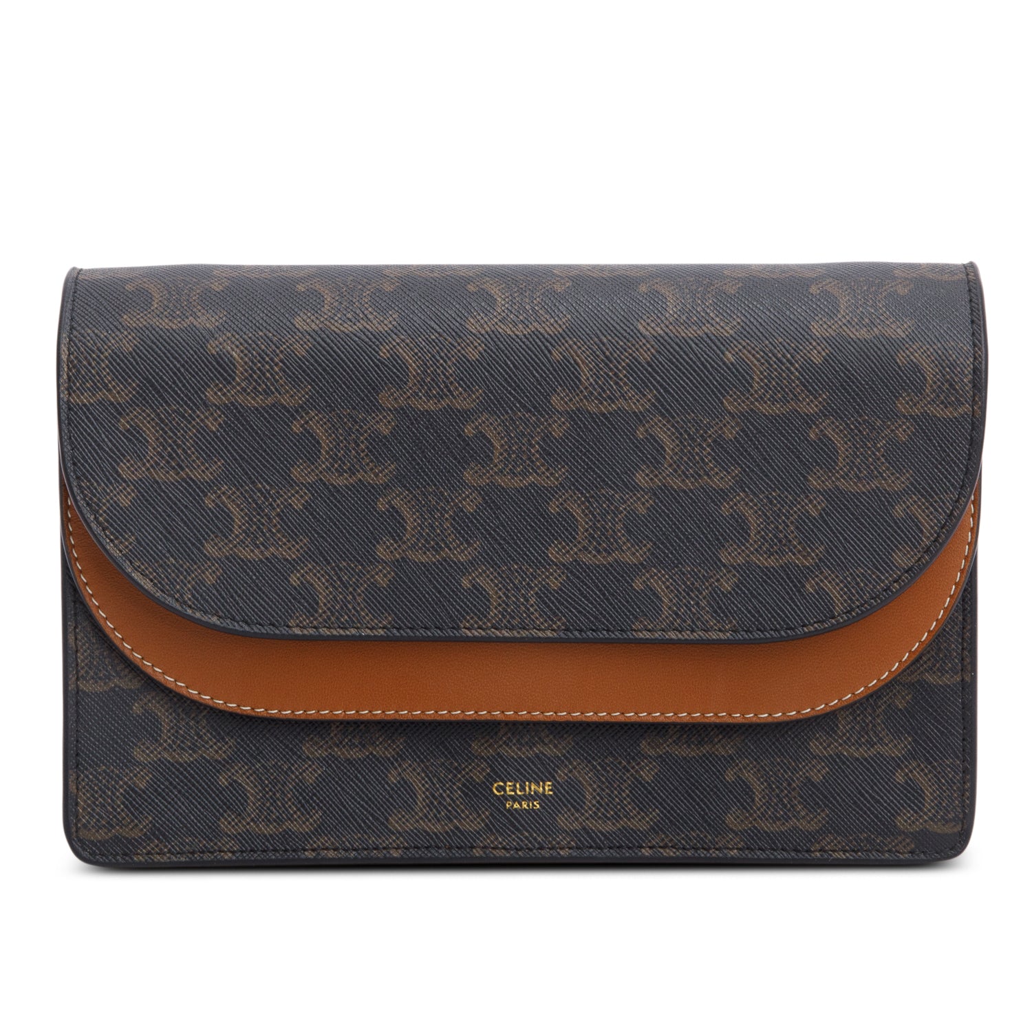 Celine 2022 Triomphe Canvas Lambskin Wallet on Strap