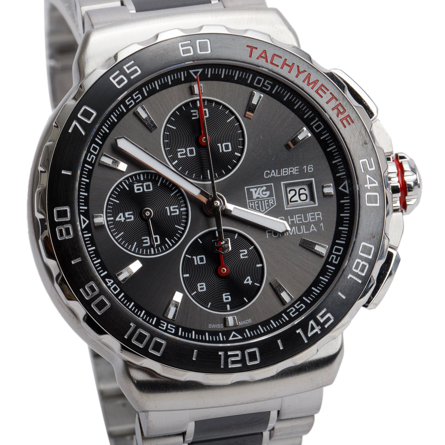 Tag Heuer Stainless Steel & Grey Ceramic Formula 1 Automatic Chronograph 44 mm Watch Grey Dial CAU2011