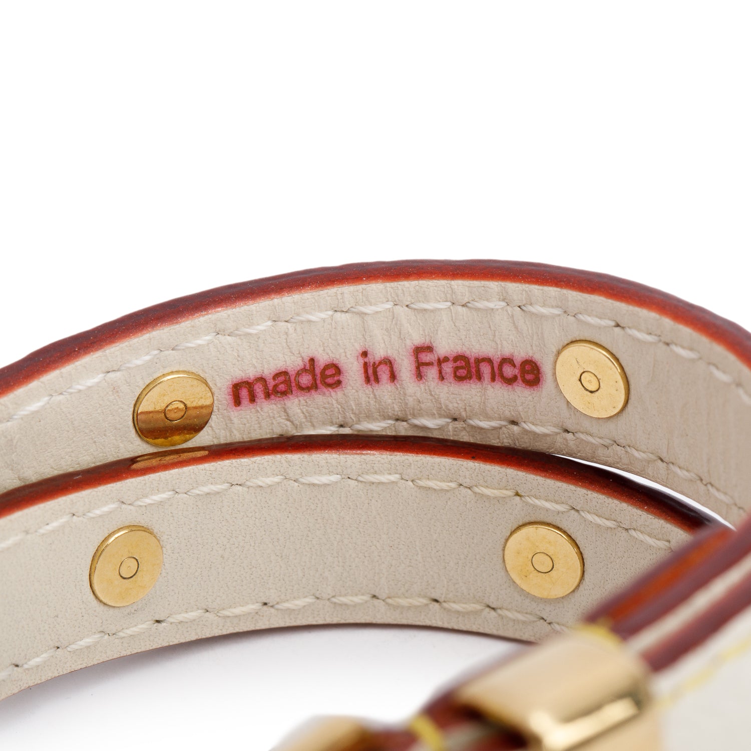Louis Vuitton White Leather Studded Double Wrap  Bracelet