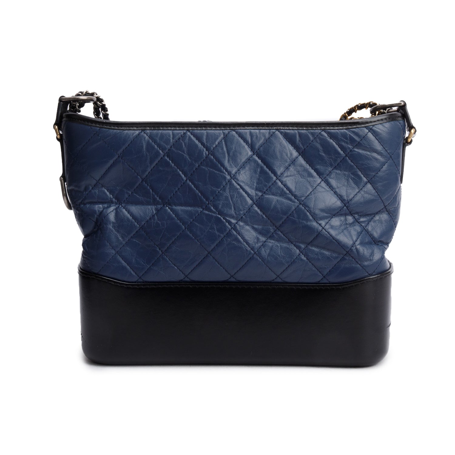 Chanel Blue & Black Aged Calfskin Leather Medium Gabrielle Hobo w/ Authenticity Card