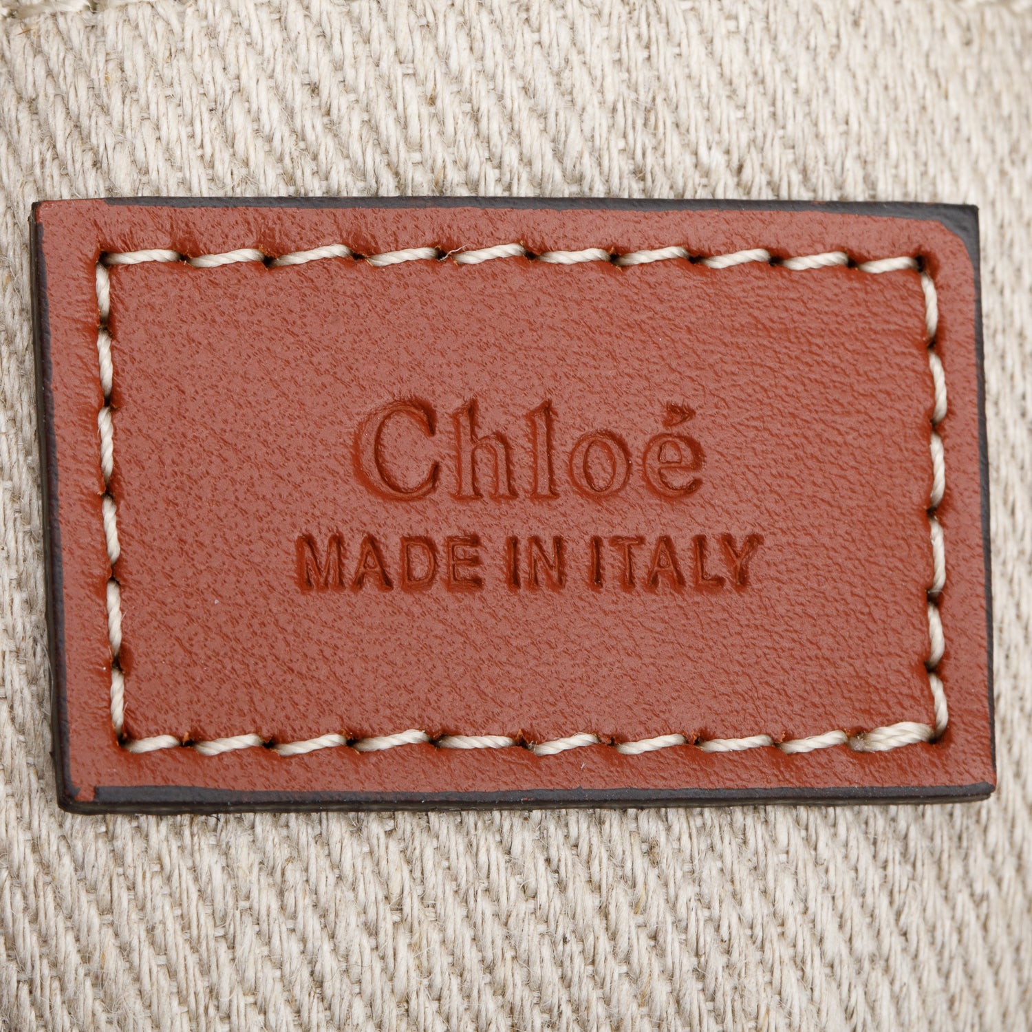 Chloe Beige Cotton Calfskin Mini Woody Ribbon Tote w/ Box