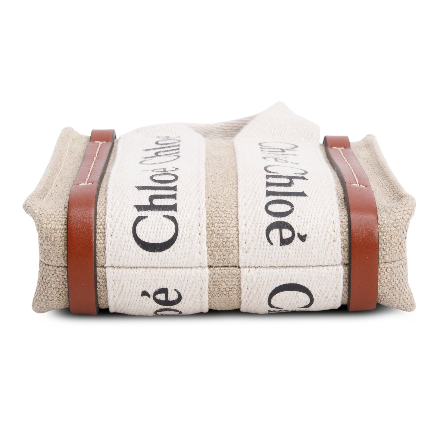 Chloe Beige Cotton Calfskin Mini Woody Ribbon Tote w/ Box