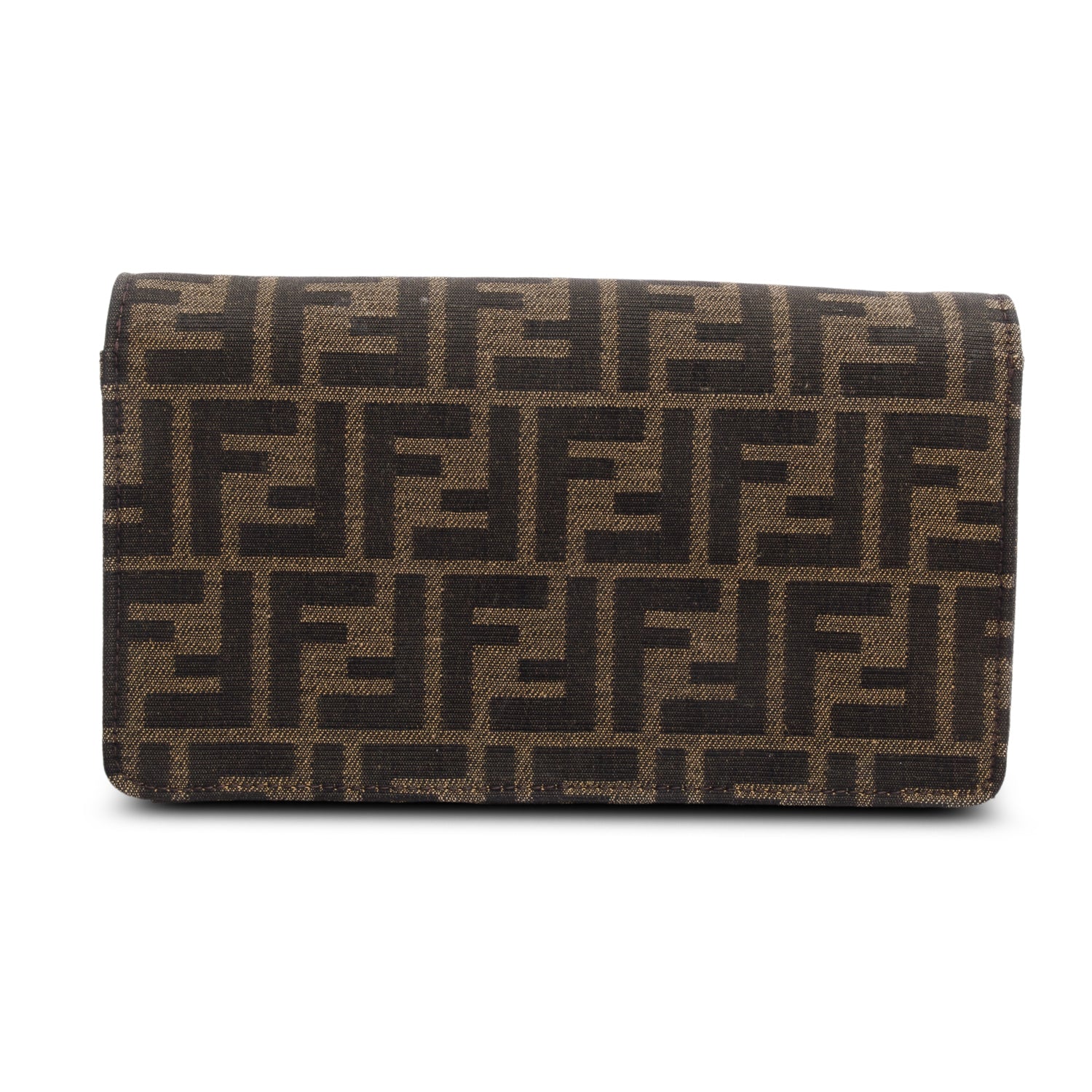 Fendi Brown FF Jacquard Baguette Wallet on Chain w/ Box, Straps & Receipt