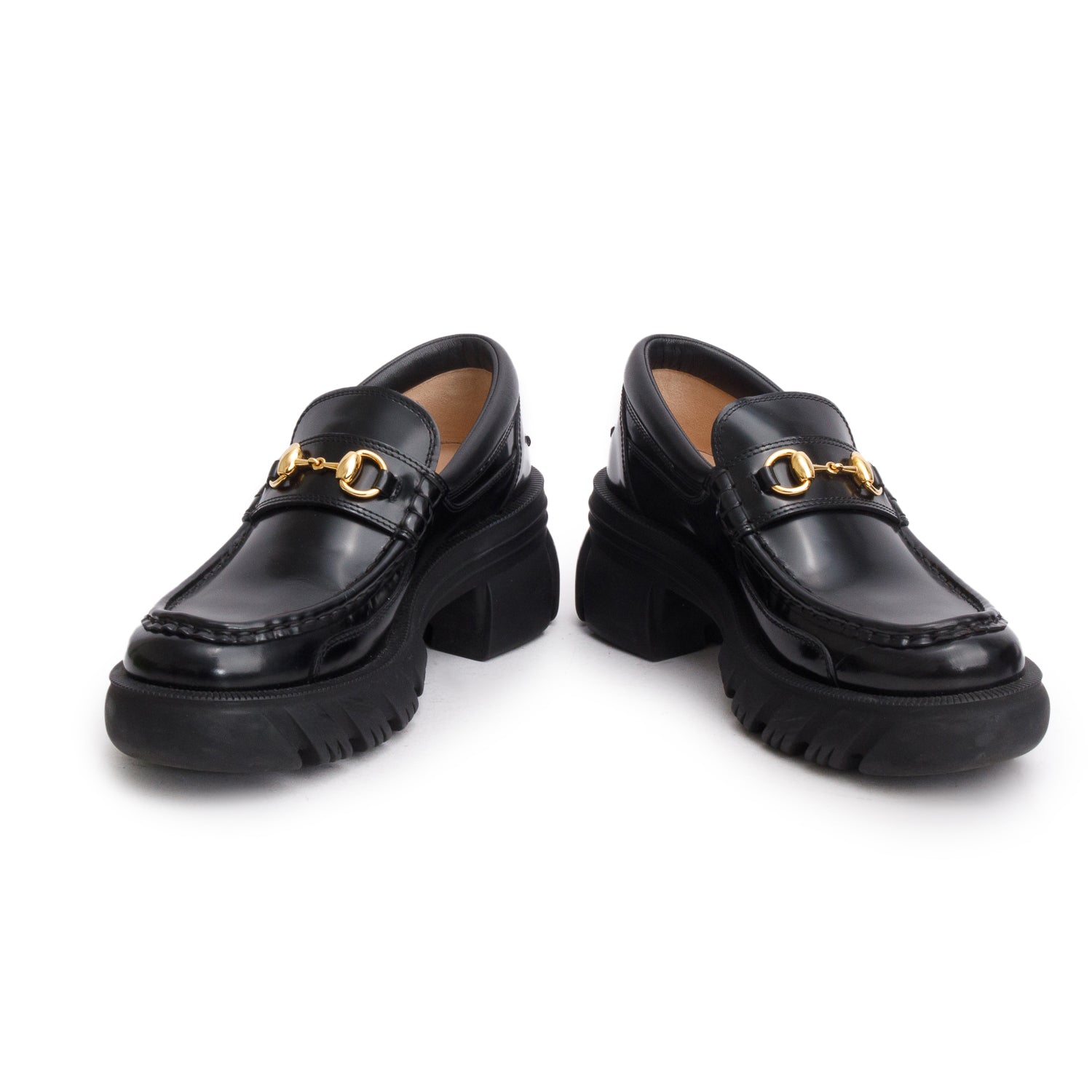 Gucci Black Nappa Samoa Horsebit Lug Sole Loafer, Size 38 w/ Box