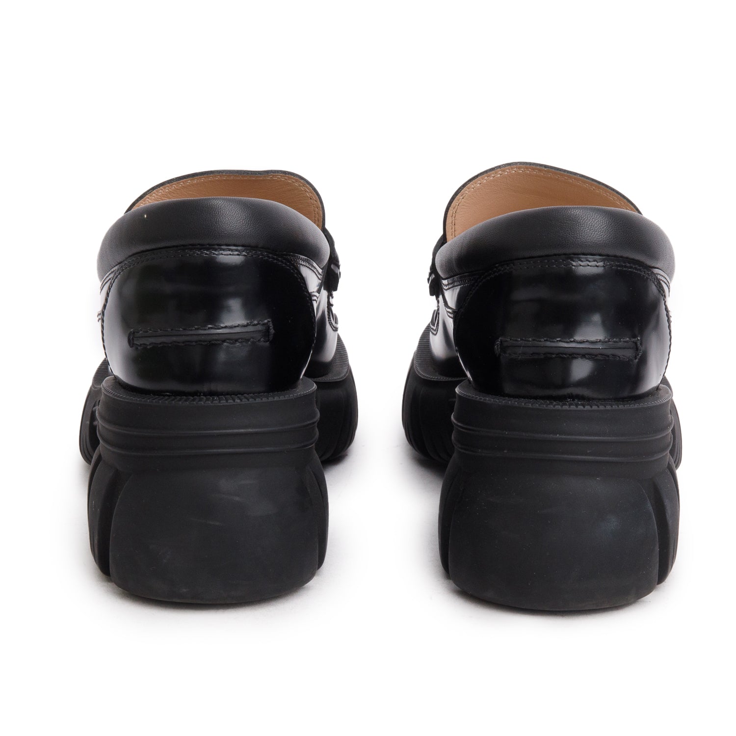 Gucci Black Nappa Samoa Horsebit Lug Sole Loafer, Size 38 w/ Box