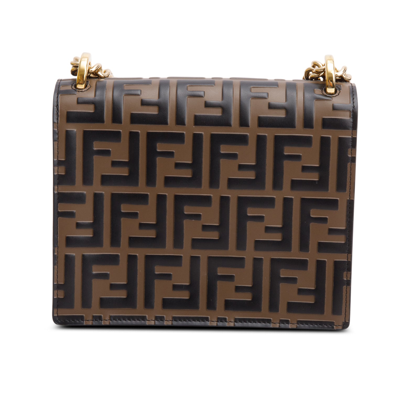Fendi Vitello Liberty Bi-Color FF 1974 Embossed Small Kan U Shoulder Bag w/ Box