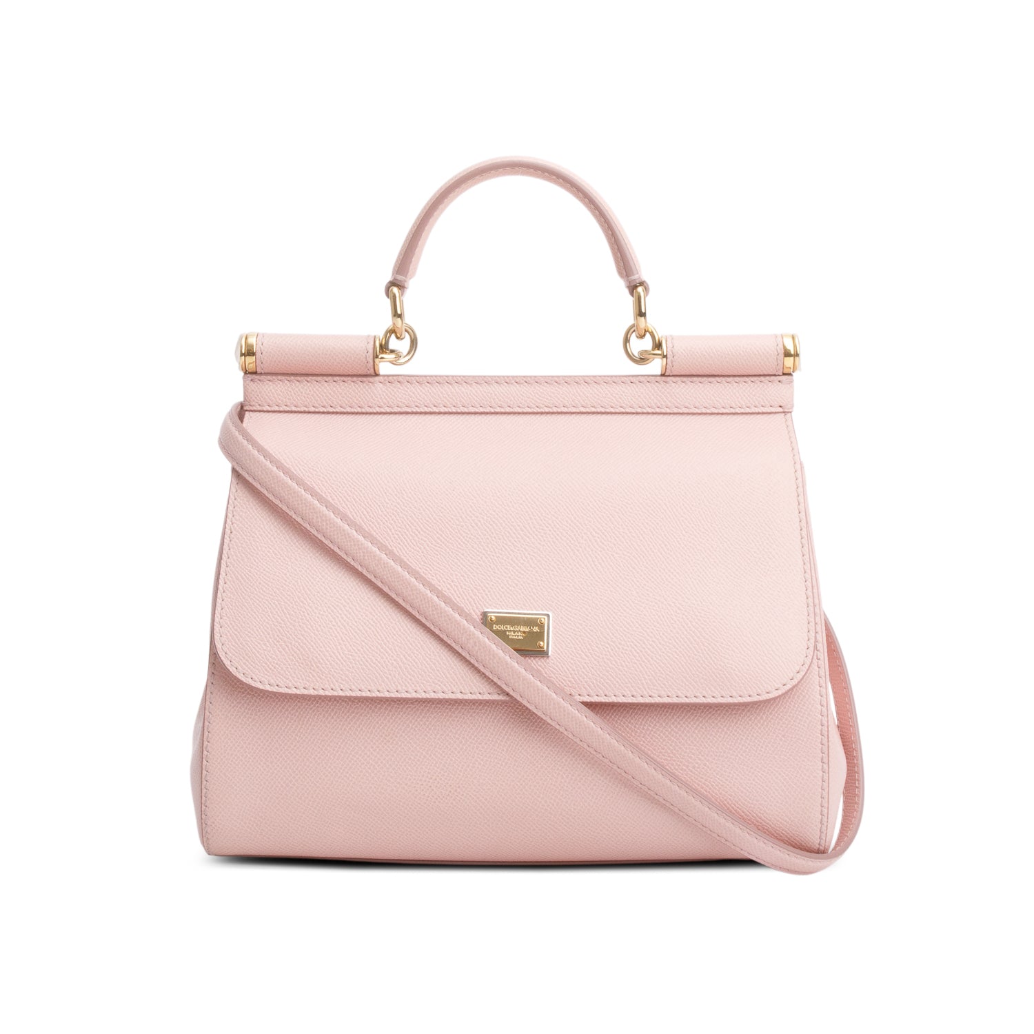 Dolce & Gabanna Pink Dauphine Calfskin Large Sicily Handbag w/ Strap