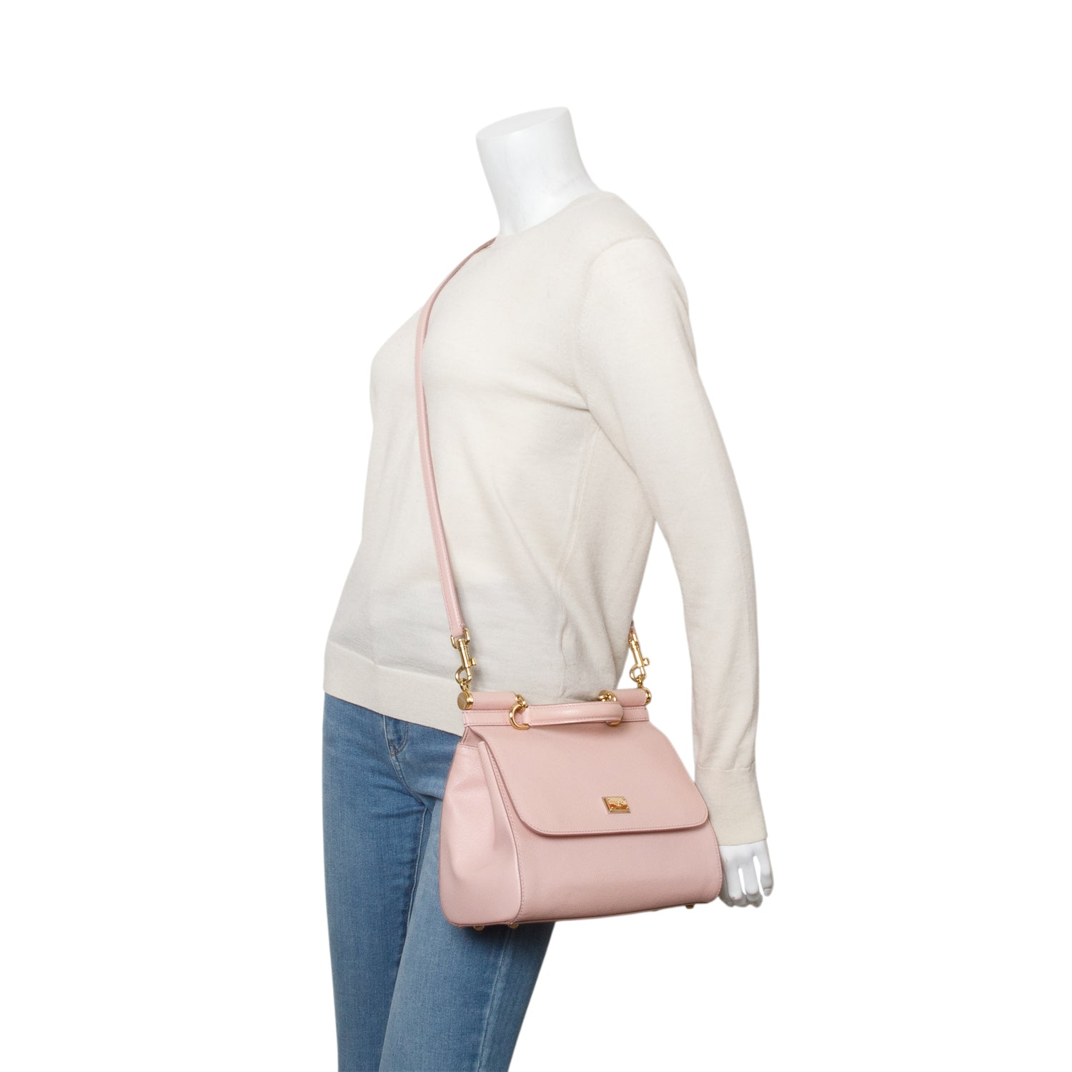 Dolce & Gabanna Pink Dauphine Calfskin Large Sicily Handbag w/ Strap