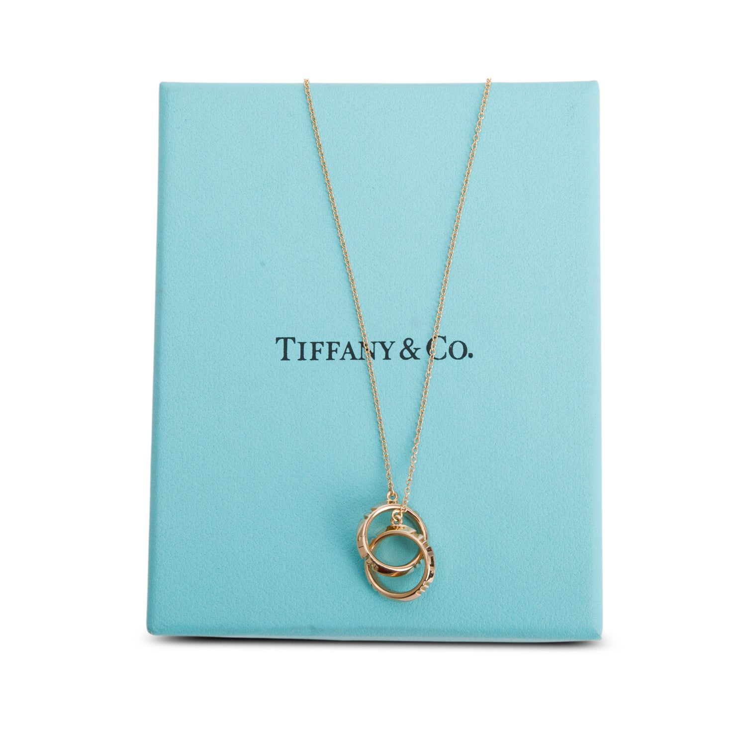 Tiffany & Co. 18k Rose Gold Atlas X Closed Interlocking Pendant Necklace w/ Box