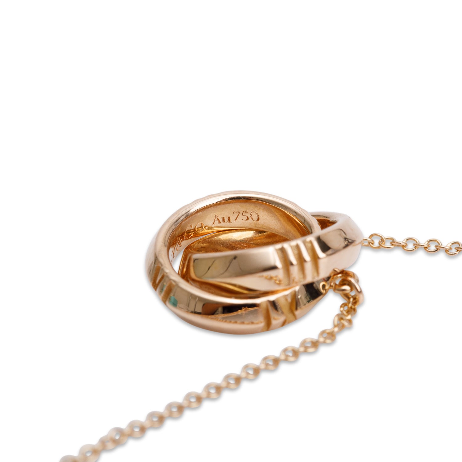 Tiffany & Co. 18k Rose Gold Atlas X Closed Interlocking Pendant Necklace w/ Box