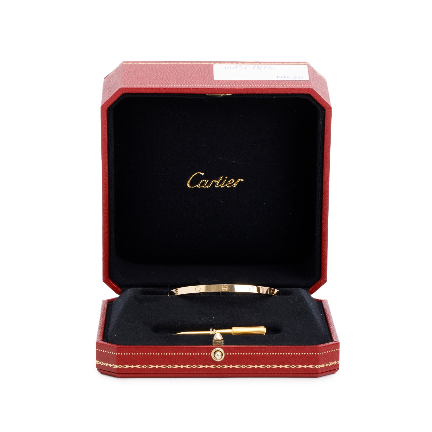 Cartier 18k Yellow Gold 3.65 MM Love Bracelet, Small Model, Size 16 w/ Box