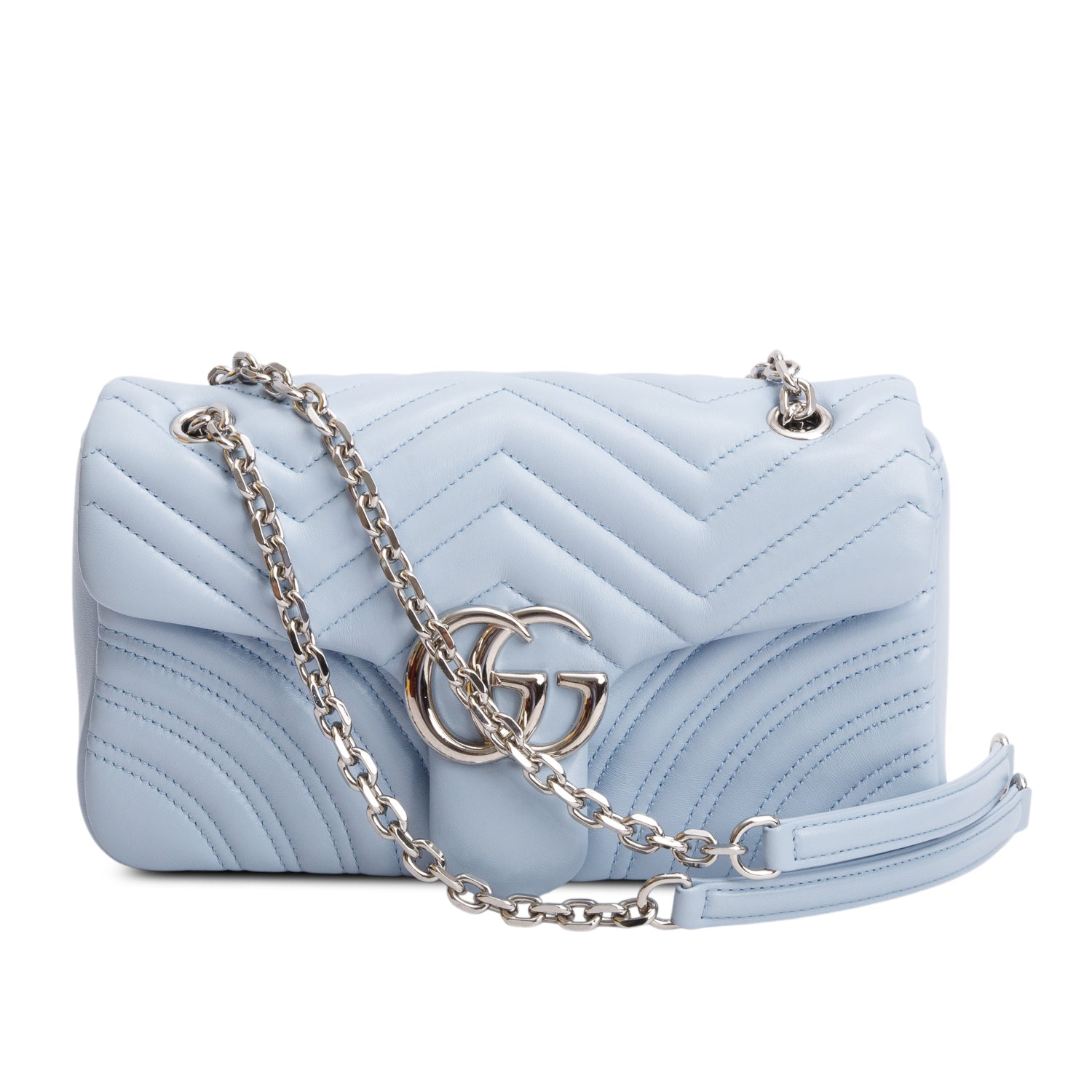 Gucci Blue GG Marmont Matelasse Medium Shoulder Bag w/ Box