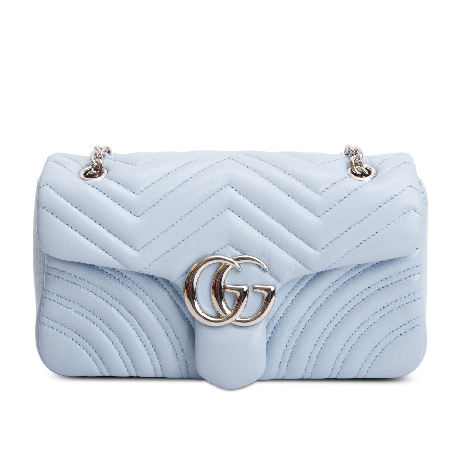 Gucci Blue GG Marmont Matelasse Medium Shoulder Bag w/ Box