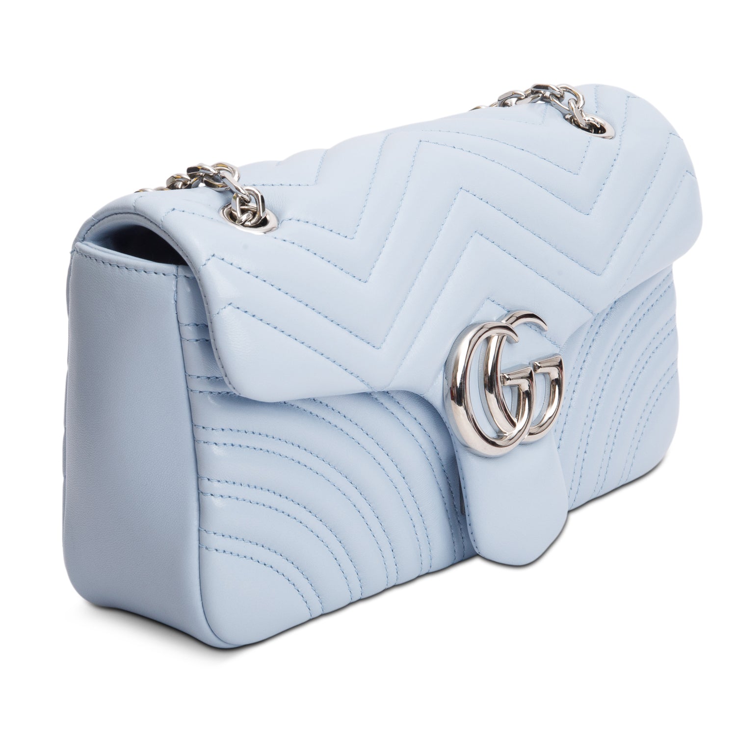 Gucci Blue GG Marmont Matelasse Medium Shoulder Bag w/ Box